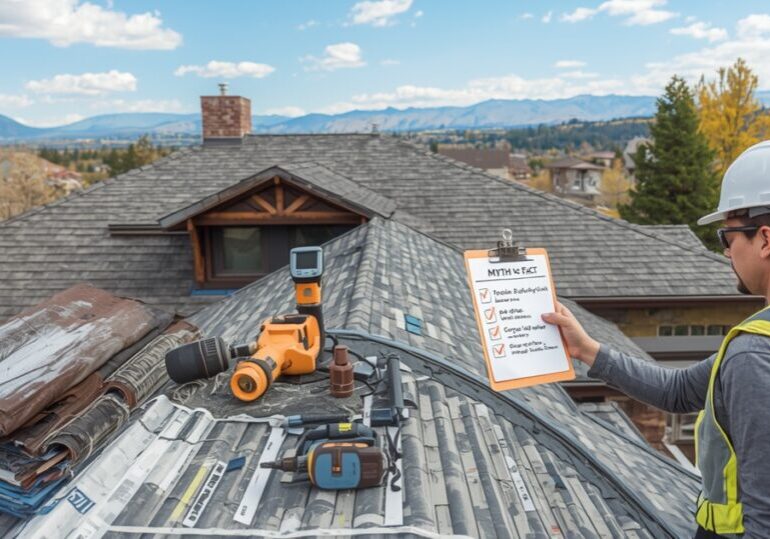 A rooftop solar panel installation in progress on a sunny day.
